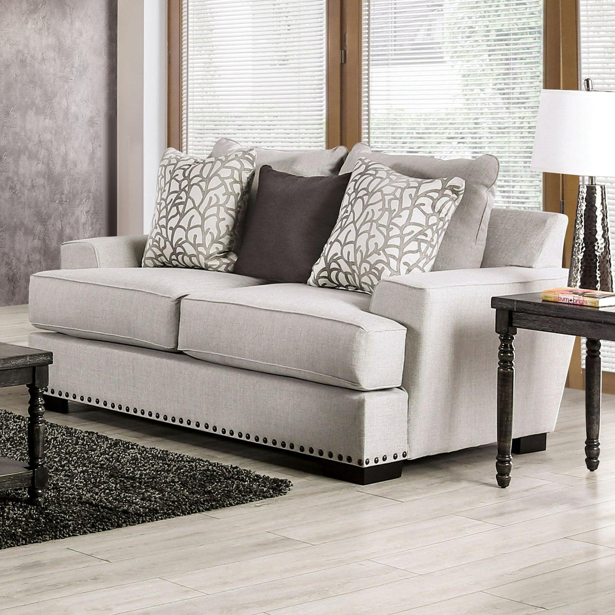 Picotee Light Gray/Charcoal Loveseat by Furniture of America at Eve Furniture