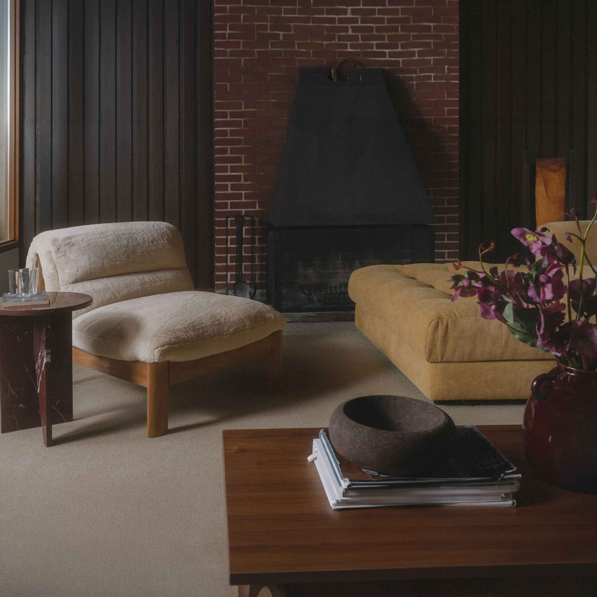 Pierce Beige/Brown Faux Fur Accent Chair by Moe's Home at Eve Furniture