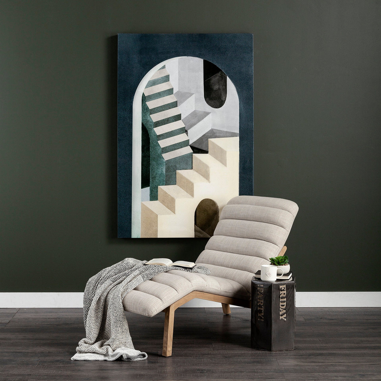 Pierre Beige Fabric Upholstered Armless Chaise Lounge Chair by Mercana at Eve Furniture