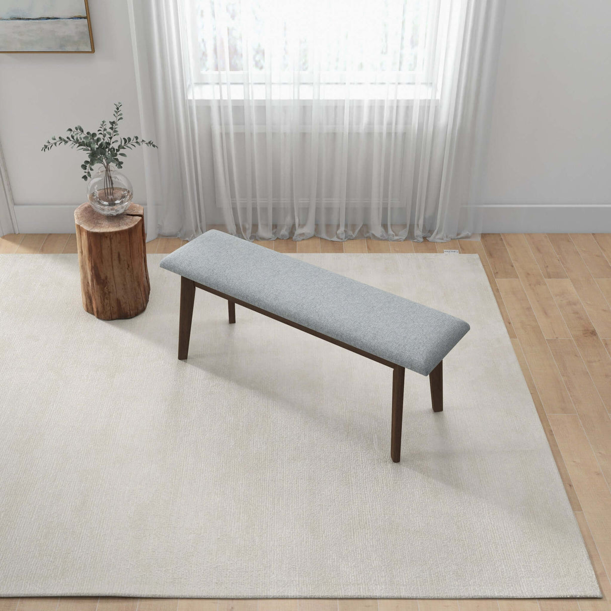 Carlos Fabric Upholstered Solid Wood Bench 47" by Ashcroft Imports at Eve Furniture