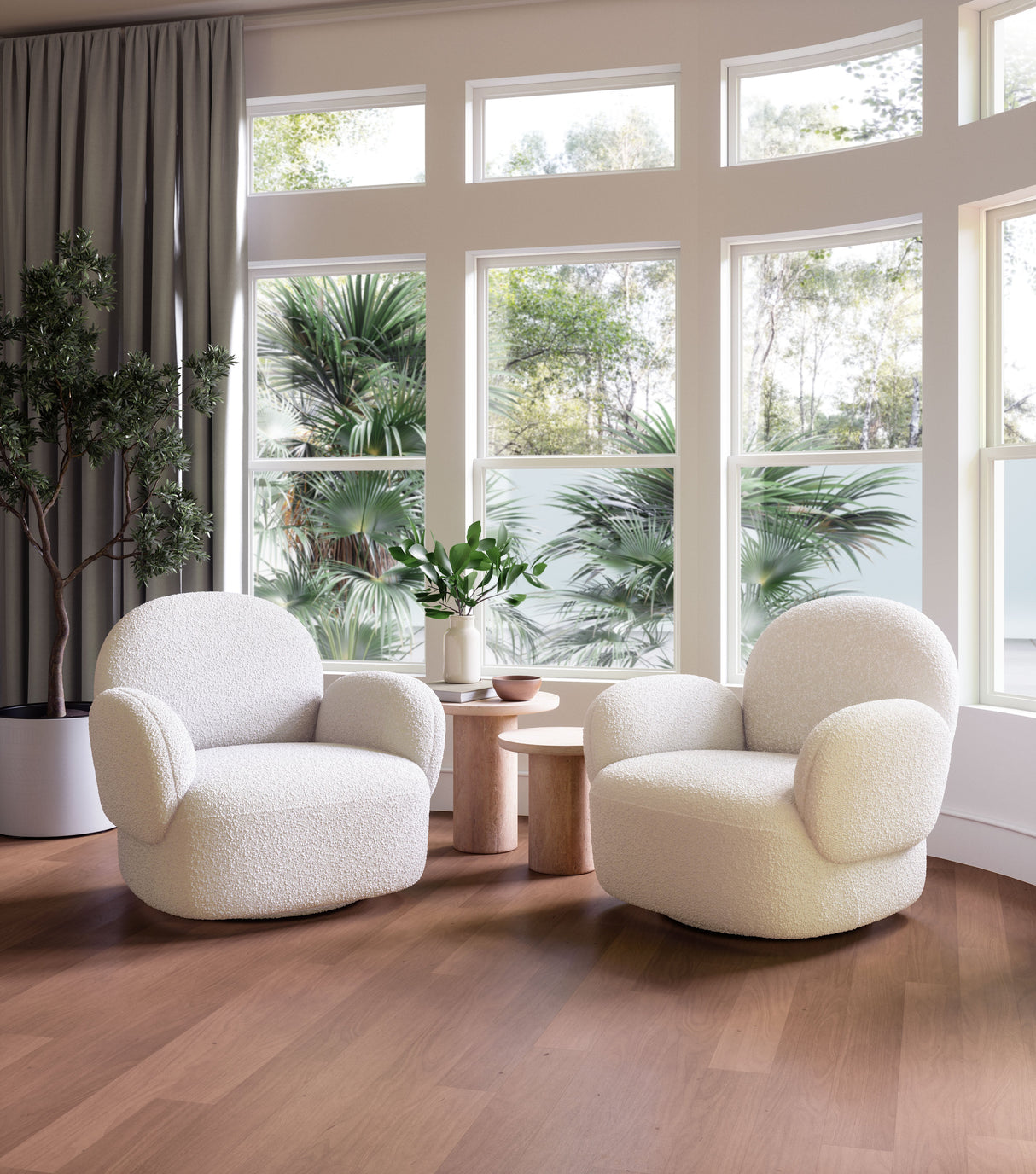 Pilka White Swivel Chair by Zuomod at Eve Furniture