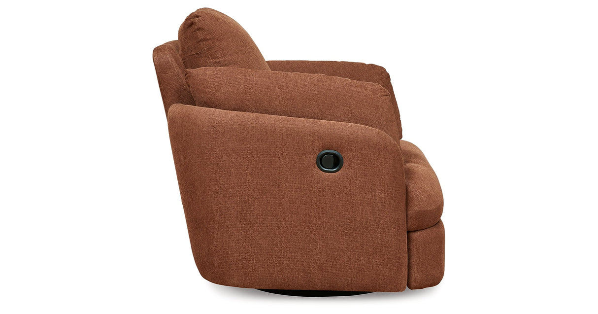 Pillar Peak Spice Swivel Glider Recliner by Ashley at Eve Furniture