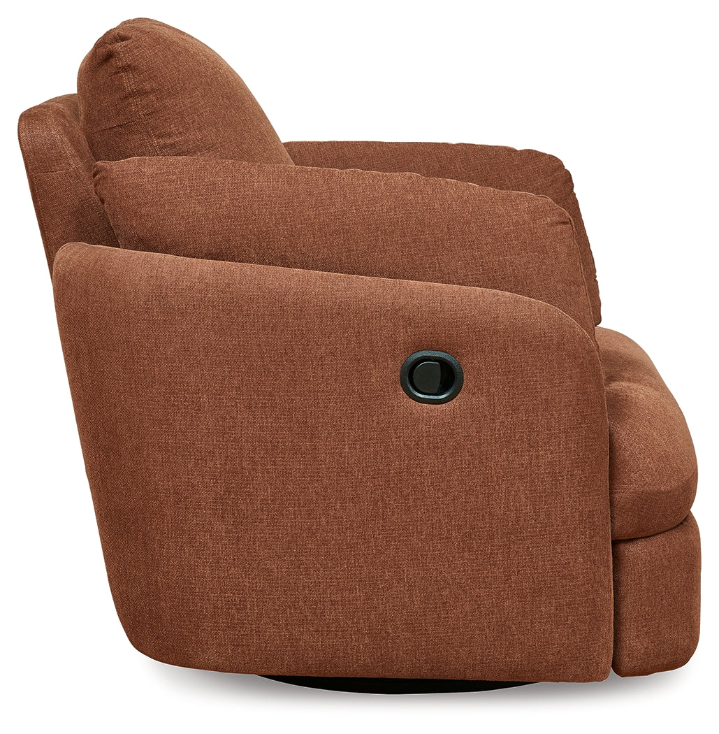Pillar Peak Spice Swivel Glider Recliner by Ashley at Eve Furniture
