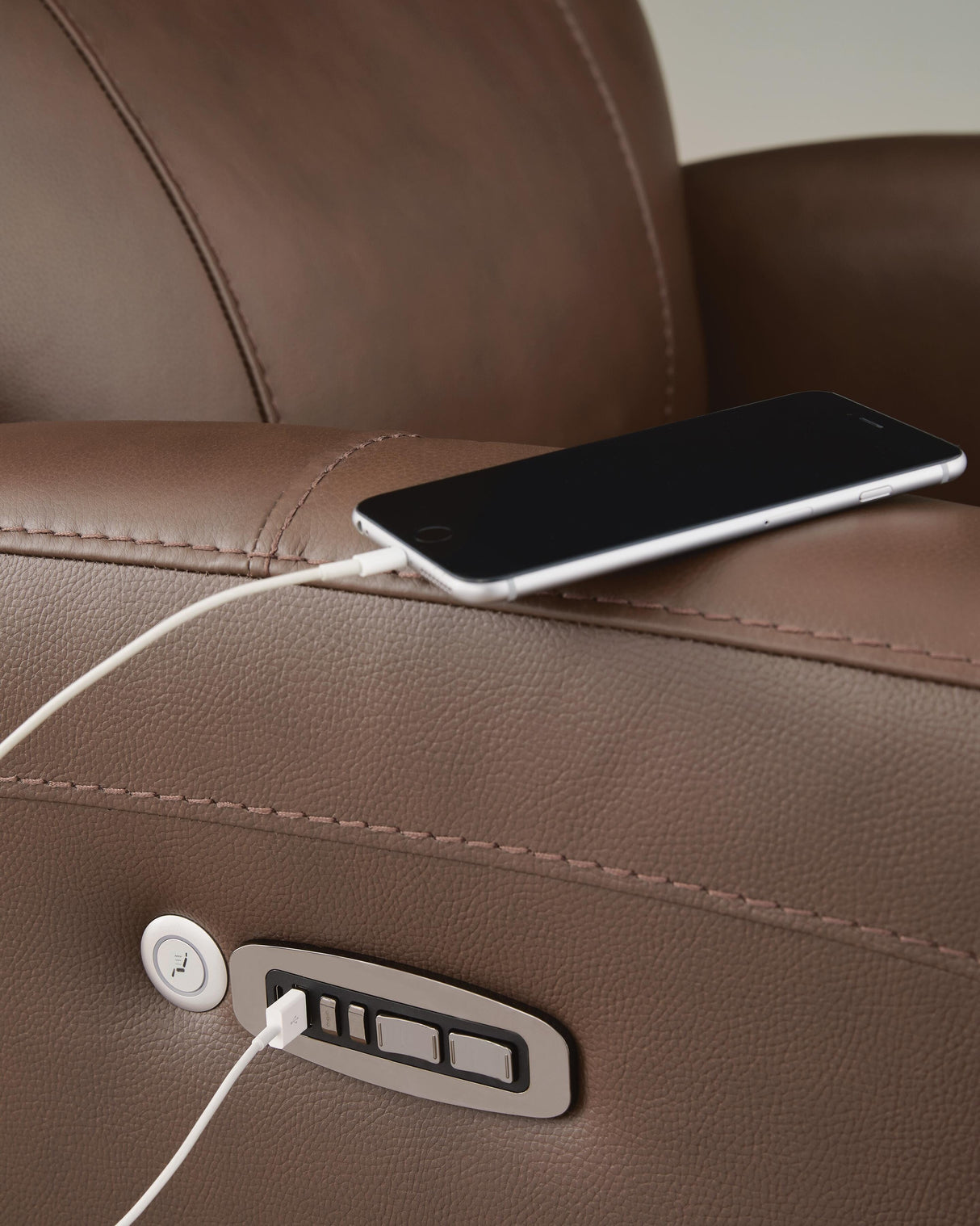 Pincara Umber Power AutoGlide Recliner with Audio System by Ashley at Eve Furniture