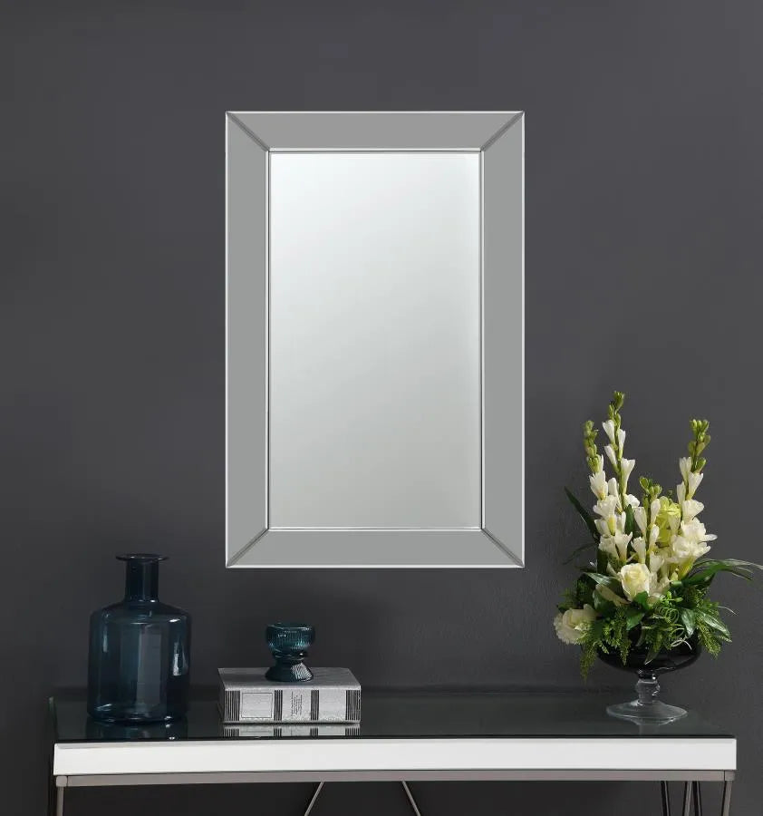 Pinciotti Silver Rectangular Beveled Wall Mirror by Coaster at Eve Furniture