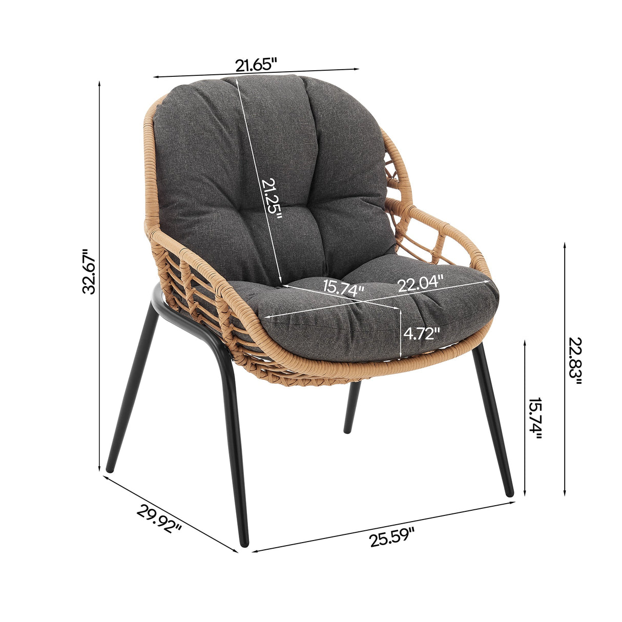 Pine 4-Piece Patio Conversation Set in Grey by Manhattan Comfort at Eve Furniture