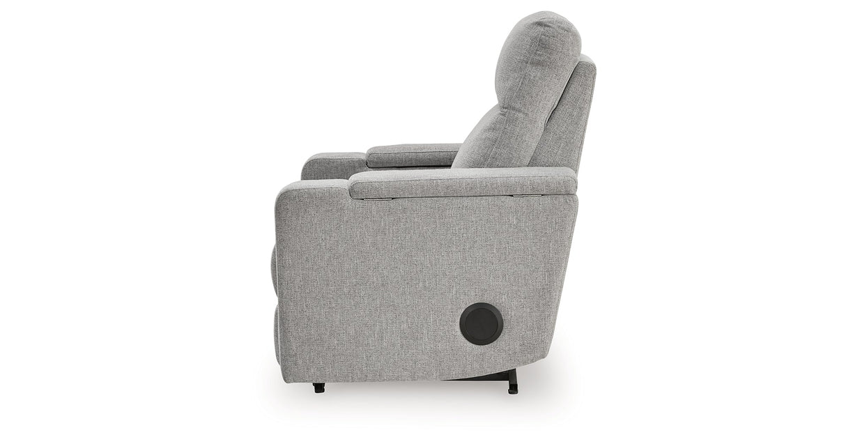 Pineland Pewter Power Glider Recliner with Audio System by Ashley at Eve Furniture