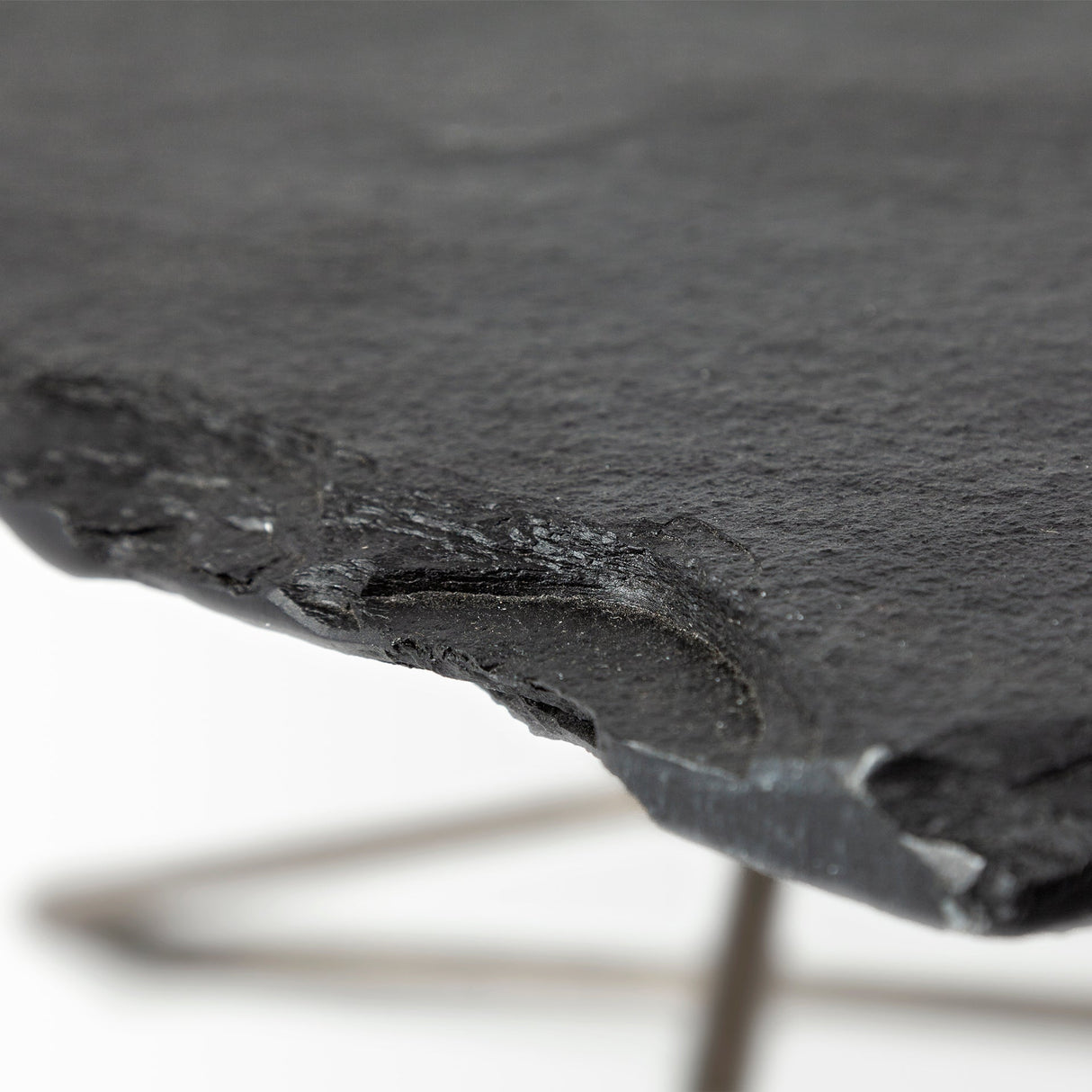 Pinera 37"x33" Black Slate With Iron Base Coffee Table by Mercana at Eve Furniture