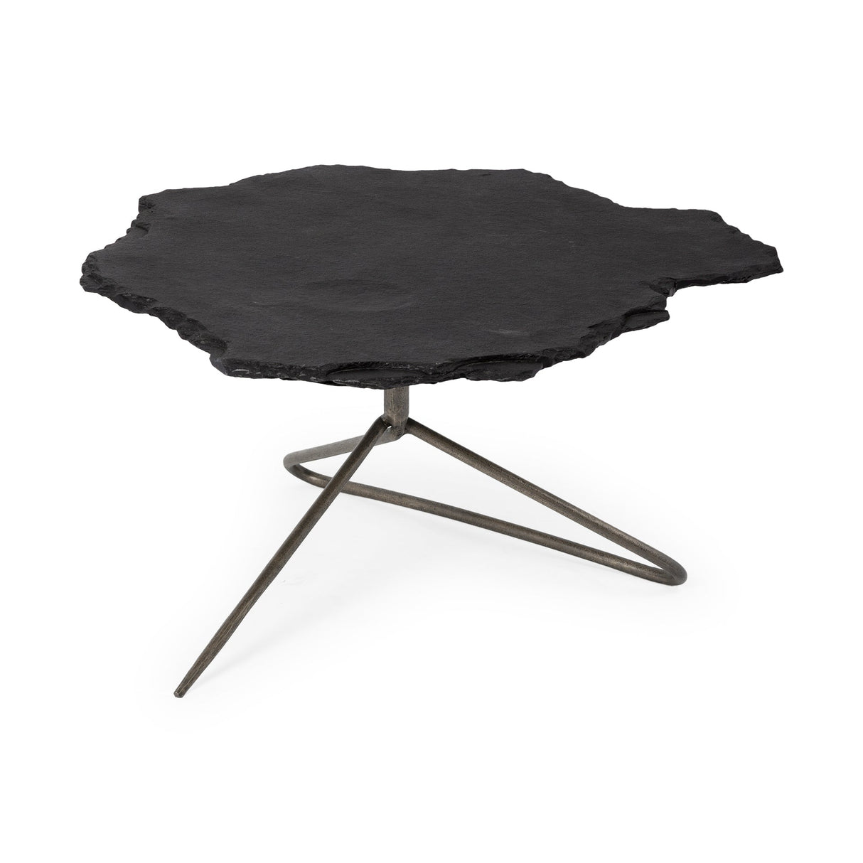 Pinera 37"x33" Black Slate With Iron Base Coffee Table by Mercana at Eve Furniture