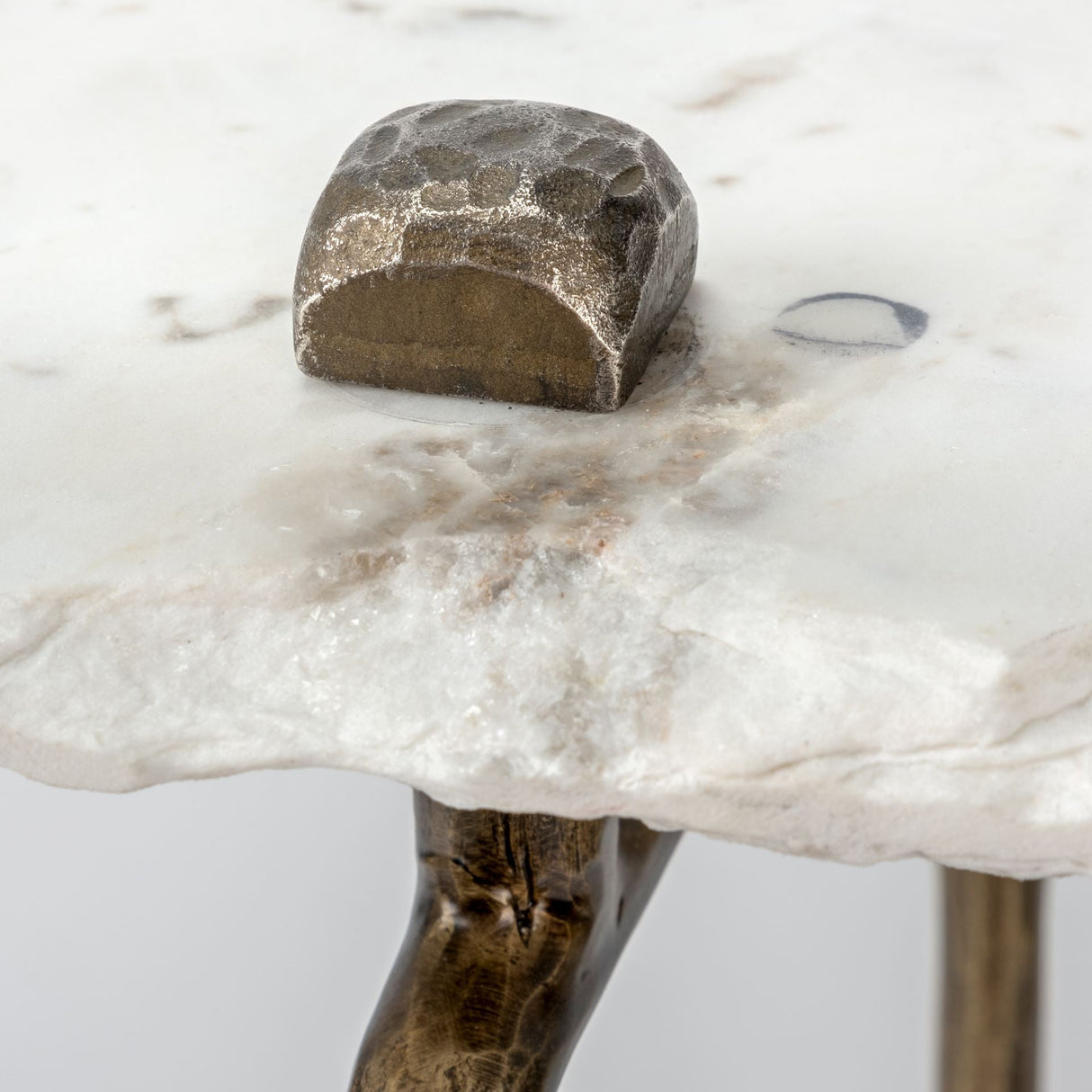 Pinera III White Marble Top Gold-Toned Iron Base Console Table by Mercana at Eve Furniture