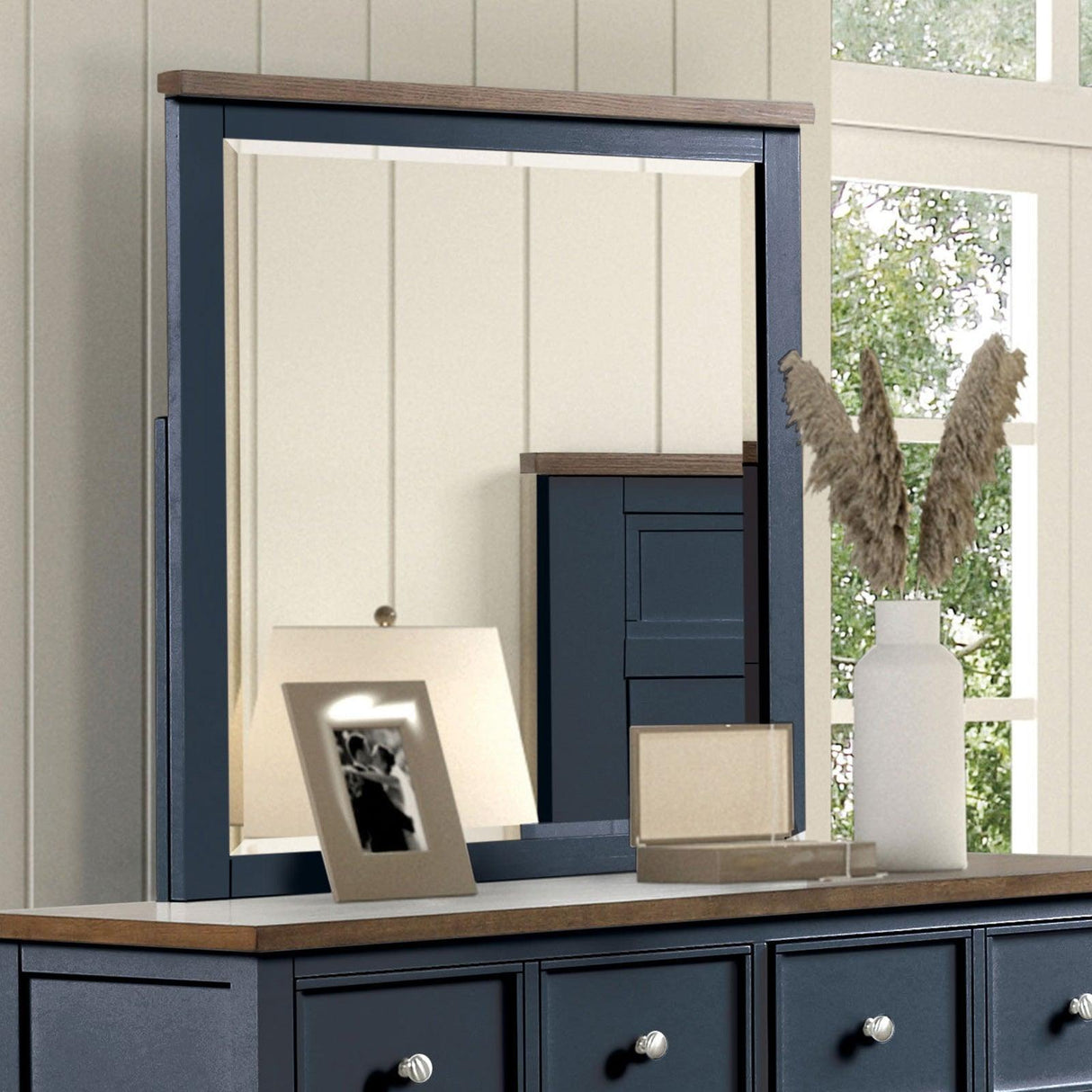 Pinetop Blue/Dark Brown Mirror by Furniture of America at Eve Furniture