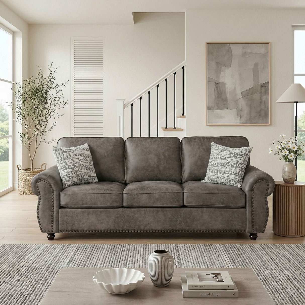 Pinnacle Pewter Sofa by Homelegance at Eve Furniture