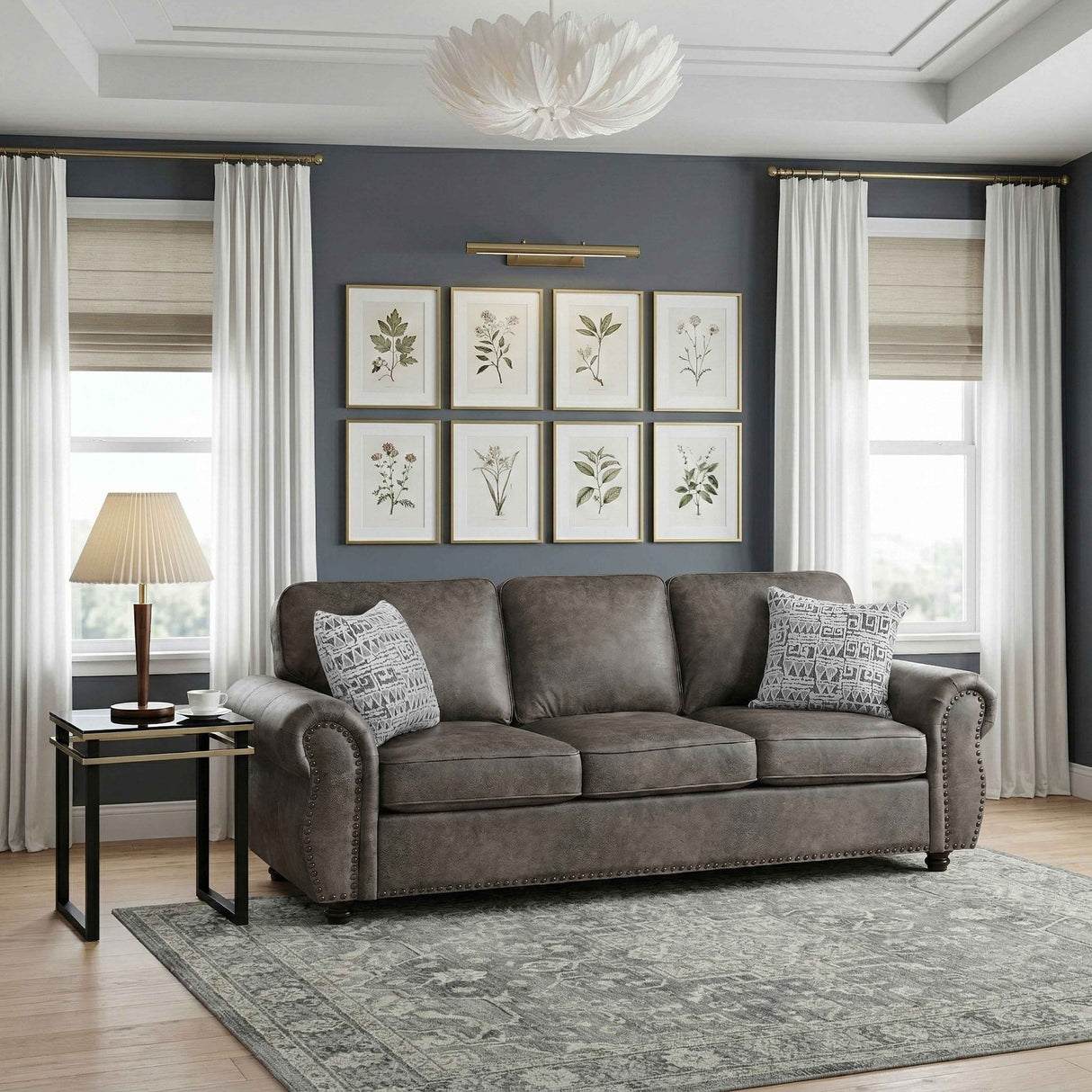 Pinnacle Pewter Sofa by Homelegance at Eve Furniture