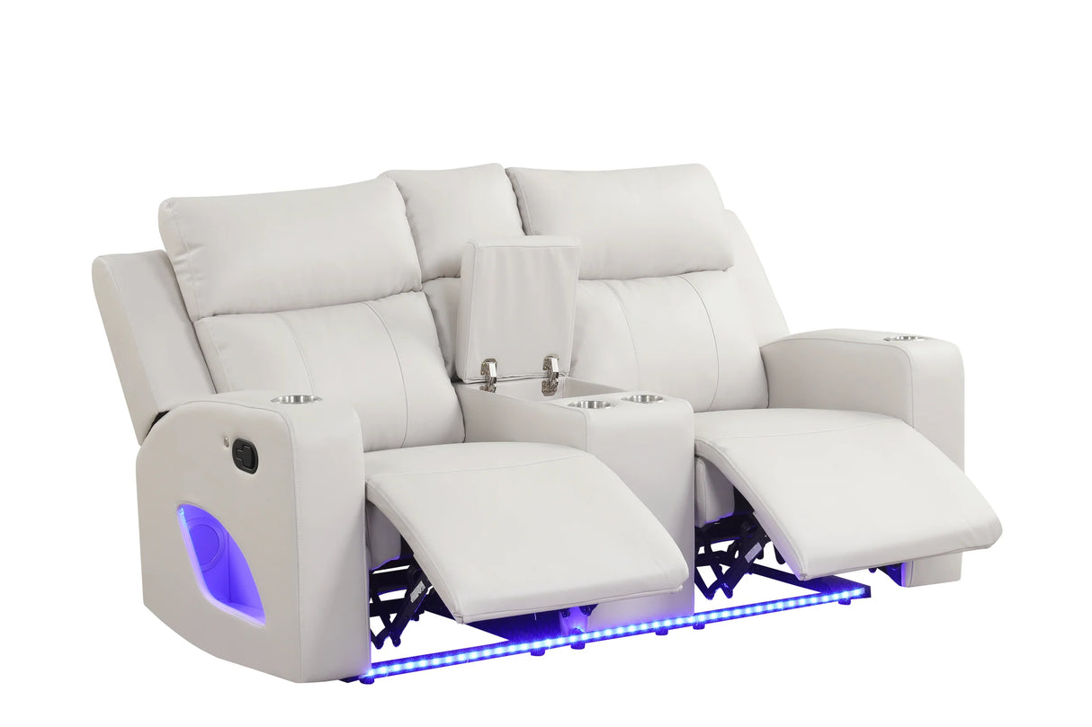 Pinnacle Sand Leather 3-Piece Reclining Living Room Set by Happy Homes at Eve Furniture