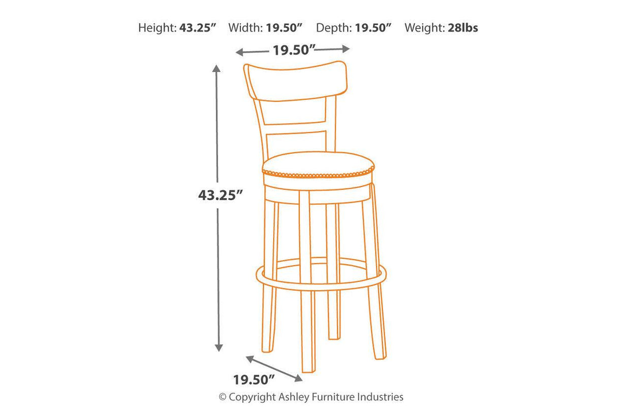 Pinnadel Light Brown Bar Height Barstool by Ashley at Eve Furniture