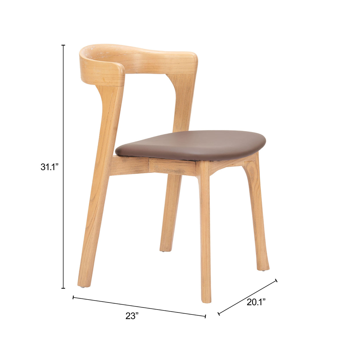 Pioro Brown & Natural Dining Chair (Set of 2) by Zuomod at Eve Furniture
