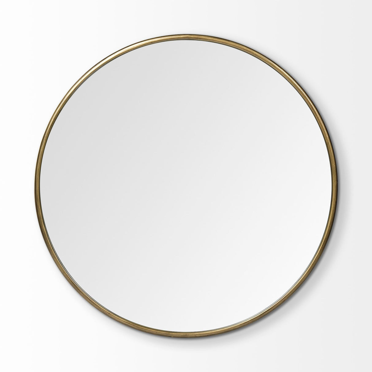 Piper Large Gold Metal Round Wall Mirror by Mercana at Eve Furniture