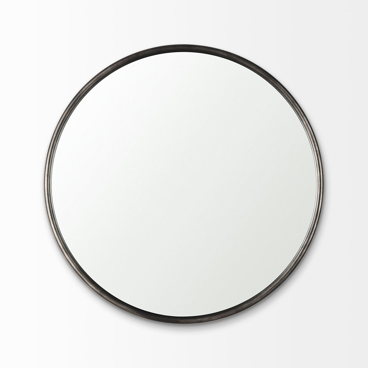 Piper Small Black Metal Round Wall Mirror by Mercana at Eve Furniture