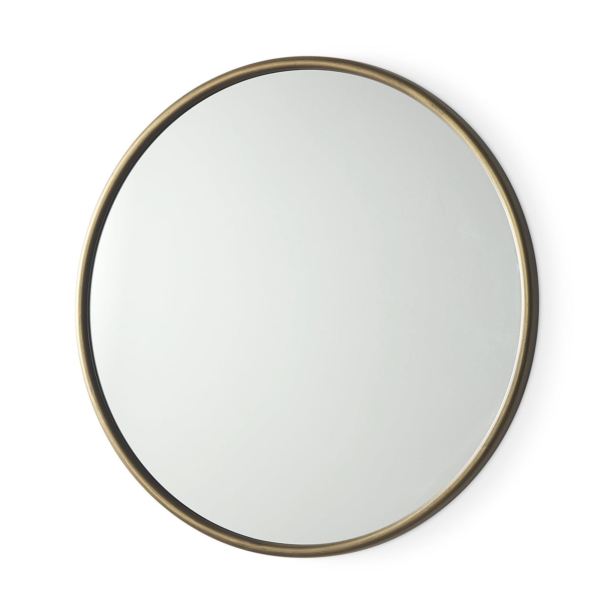 Piper Small Gold Metal Round Wall Mirror by Mercana at Eve Furniture