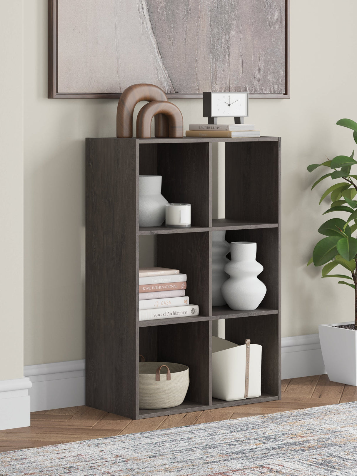 Piperton Charcoal Six Cube Organizer by Ashley at Eve Furniture