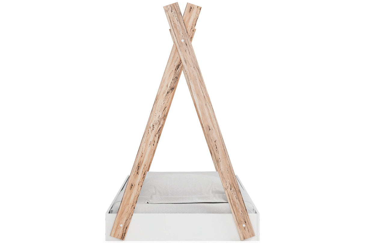 Piperton Two-tone Brown/White Twin Tent Bed by Ashley at Eve Furniture