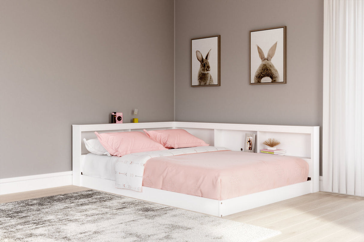 Piperton White Full Bookcase Corner Storage Bed by Ashley at Eve Furniture