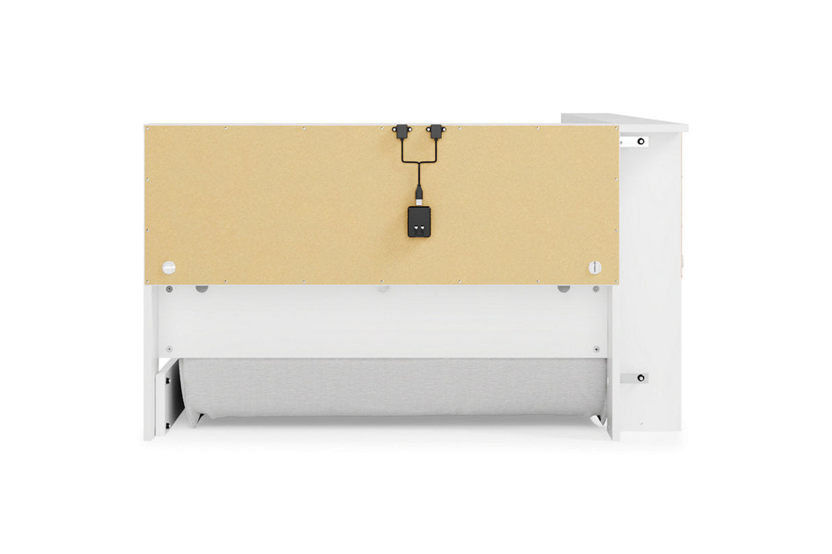 Piperton White Twin Bookcase Corner Storage Bed by Ashley at Eve Furniture