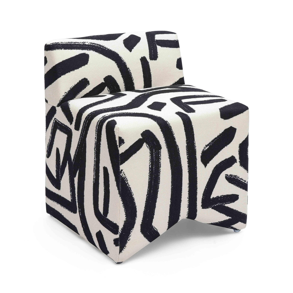 Pippa Black Brushstroke Print Stool by TOV Furniture at Eve Furniture