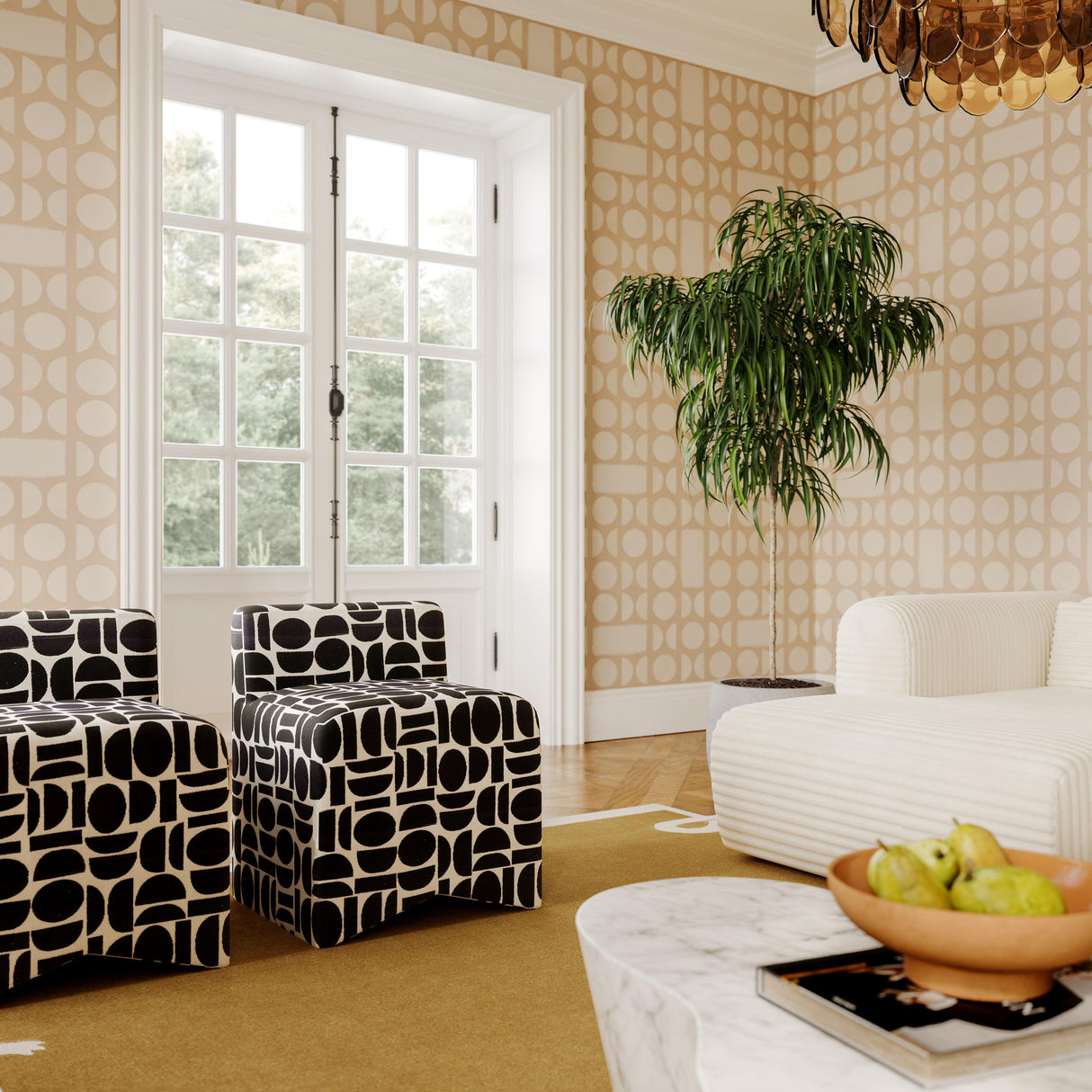 Pippa Geometric Jacquard Weave Stool by TOV Furniture at Eve Furniture