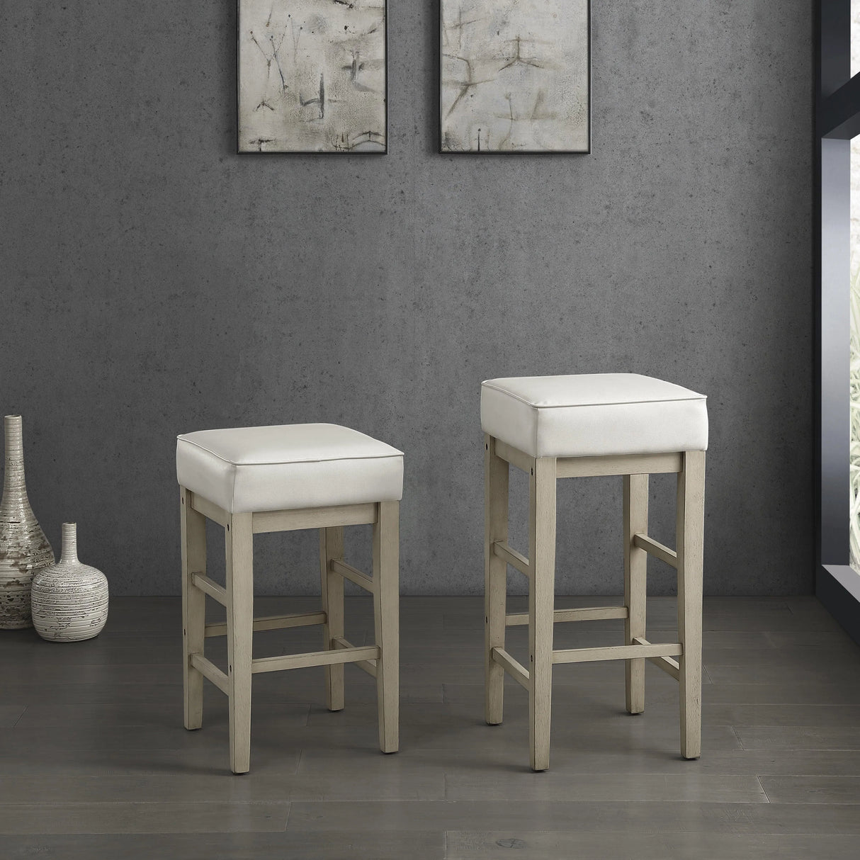 Pittsville White/Espresso Pub Height Stool, Set of 2 by Homelegance at Eve Furniture