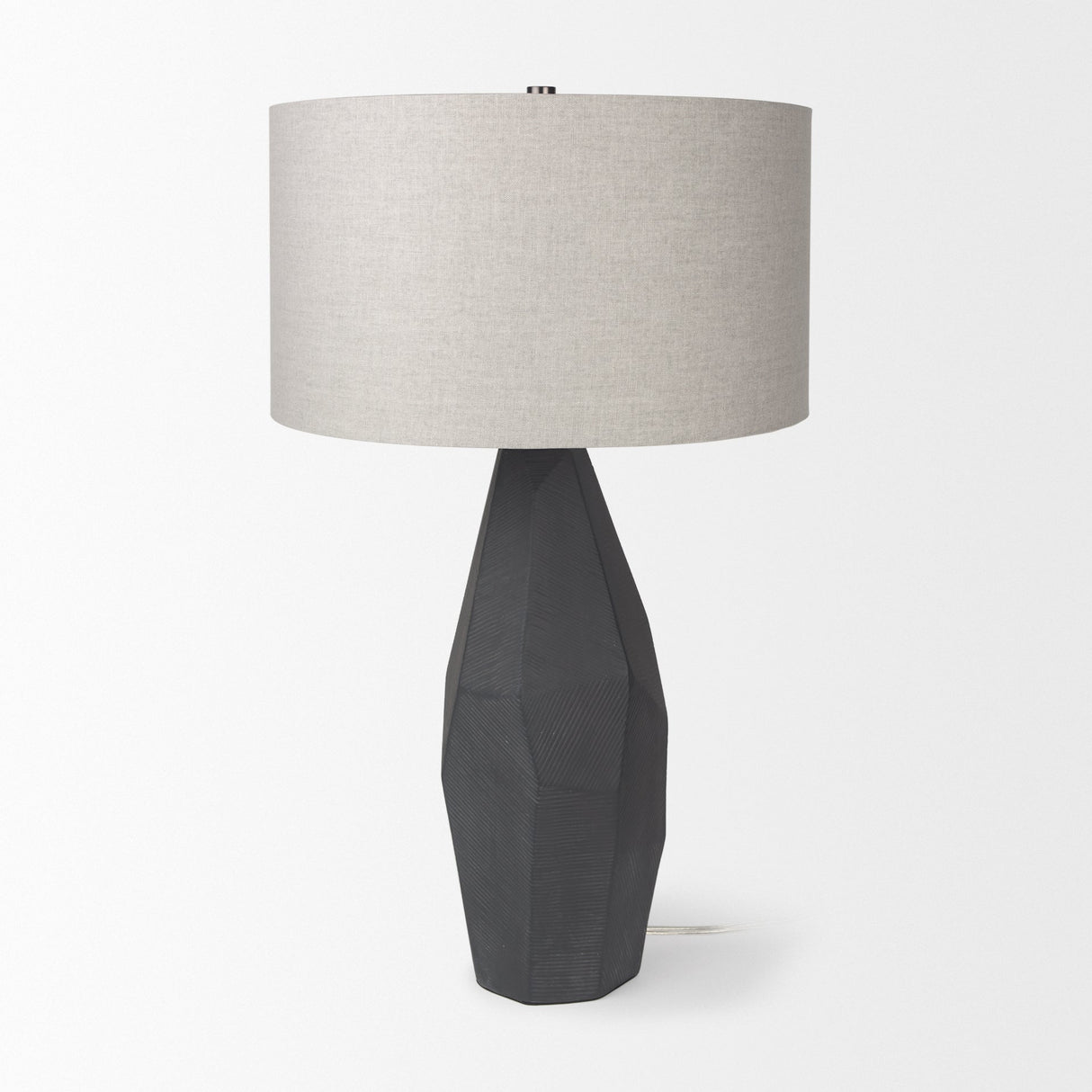 Piven Black w/ Gray Wash Textured Ceramic Table Lamp by Mercana at Eve Furniture