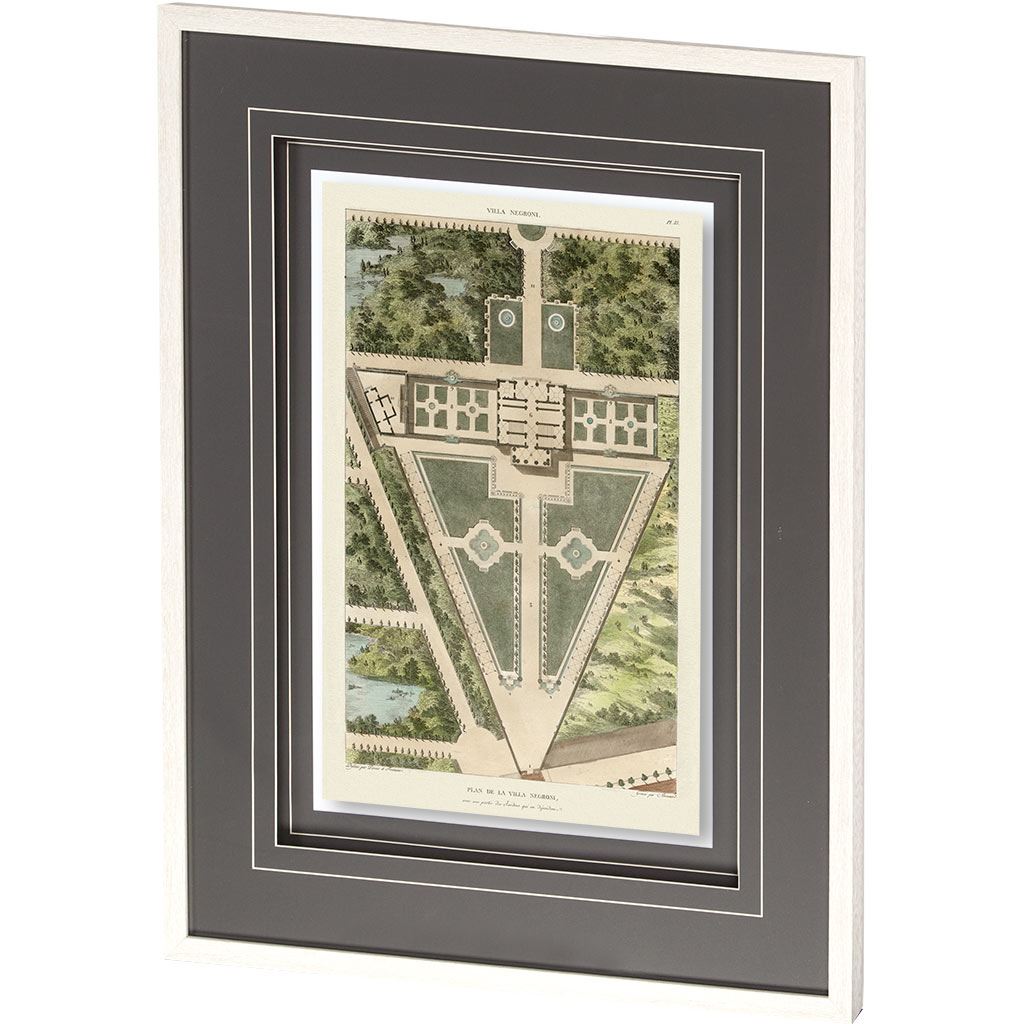 Plan De La Villa Negroni by Mercana Studio a Framed Art Print Matted under Glass by Mercana at Eve Furniture