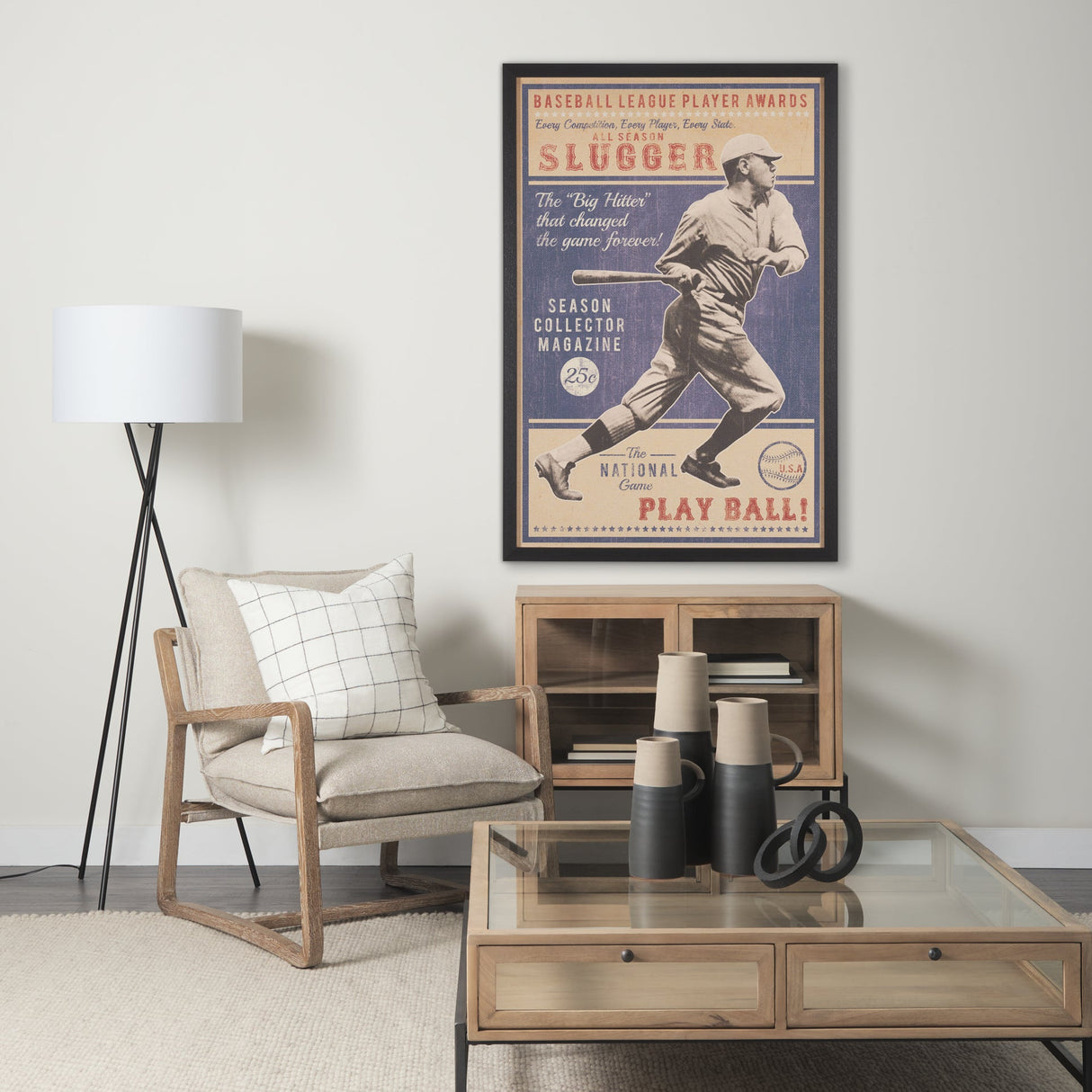 Play Ball by The Vintage Collection a Hand Embellished Framed Art Print by Mercana at Eve Furniture