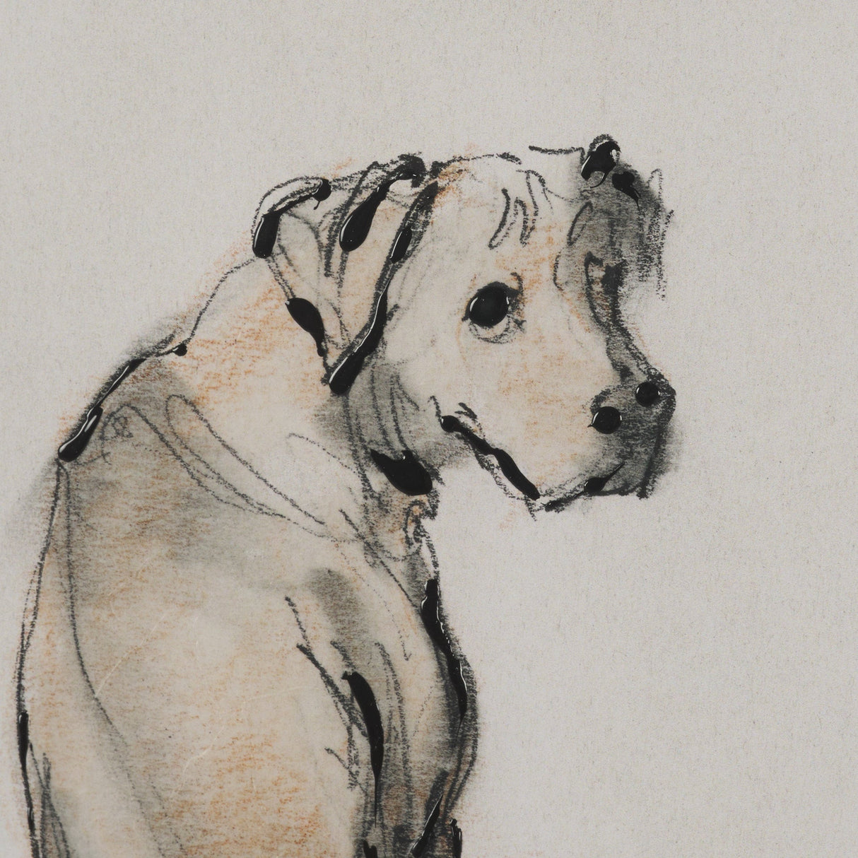 Playful Pup III by Mercana Studio Hand Embelished Framed Artwork Matted under Glass by Mercana at Eve Furniture