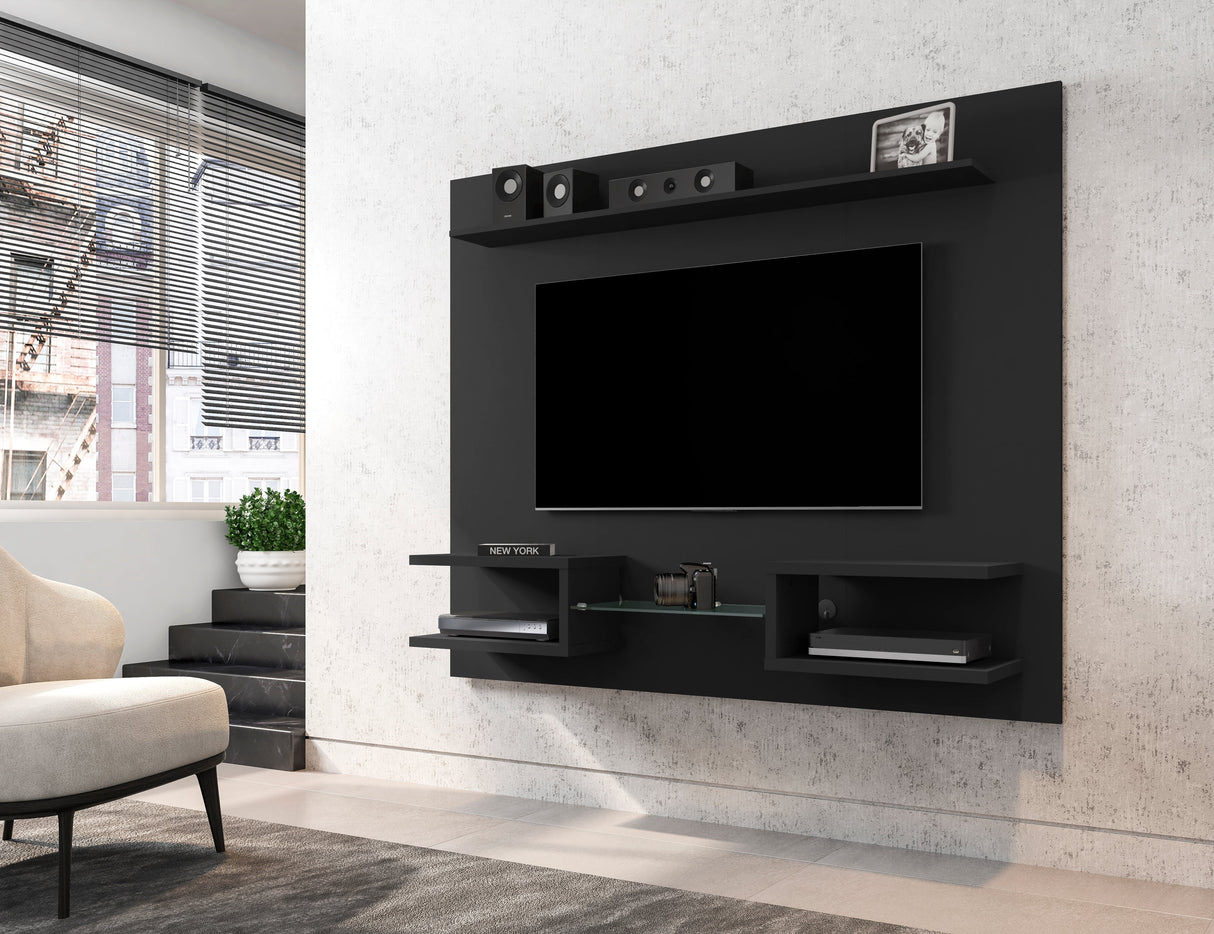 Plaza 64.25 Floating Entertainment Center in Black by Manhattan Comfort at Eve Furniture