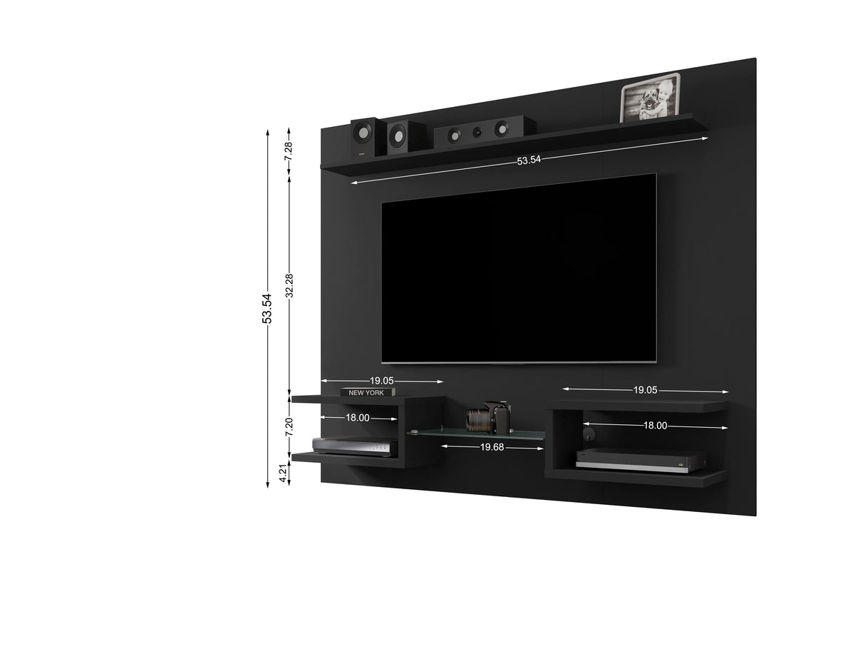Plaza 64.25 Floating Entertainment Center in Black by Manhattan Comfort at Eve Furniture