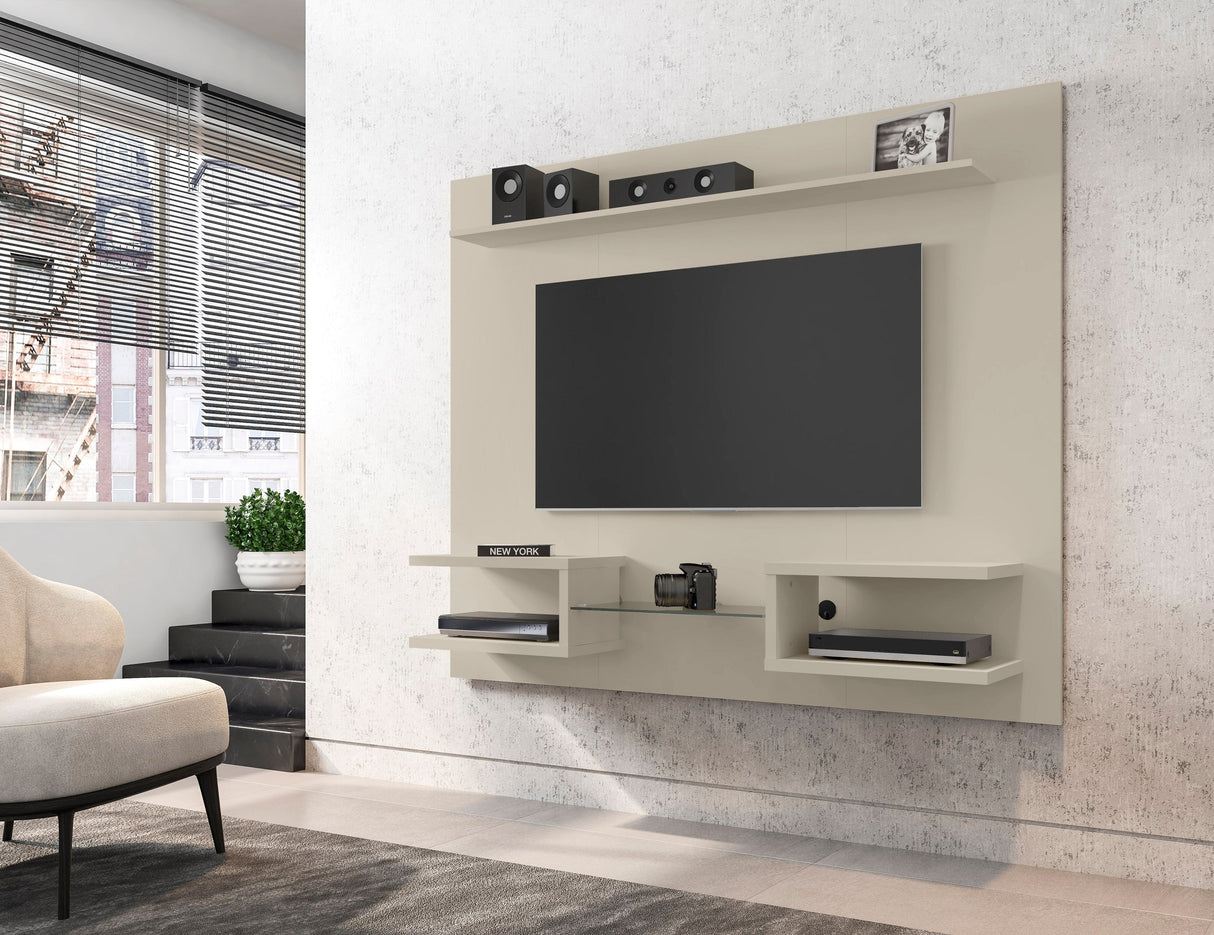 Plaza 64.25 Floating Entertainment Center in Off White by Manhattan Comfort at Eve Furniture