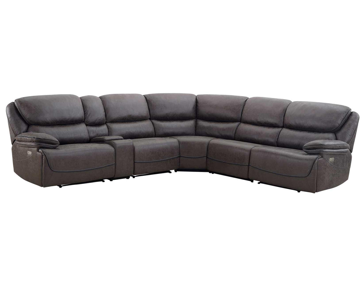 Plaza Smoked Gray 6-Piece Power Reclining Sectional by Steve Silver at Eve Furniture