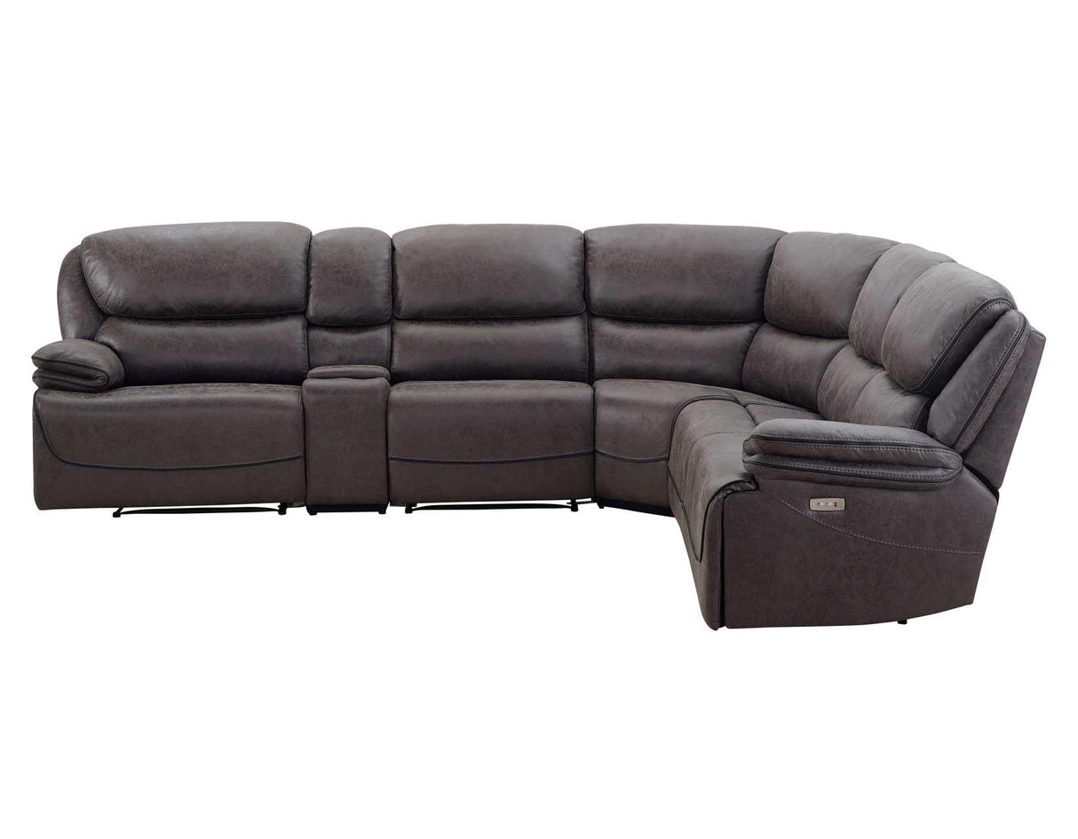 Plaza Smoked Gray 6-Piece Power Reclining Sectional by Steve Silver at Eve Furniture