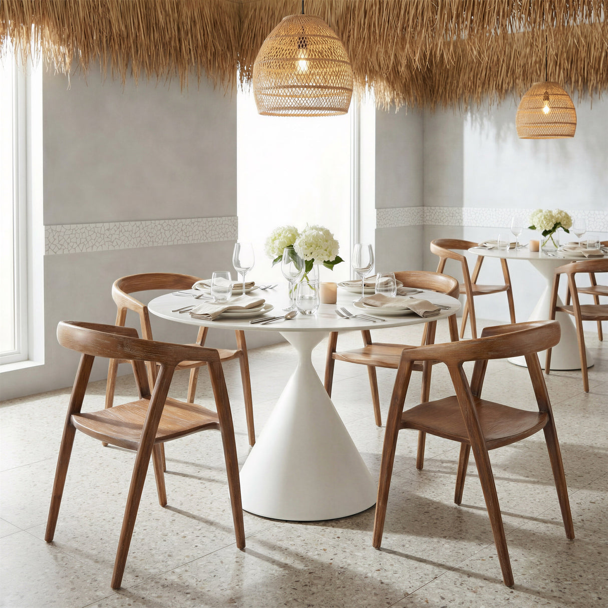 Plinn Light Beige & White Dining Table by Zuomod at Eve Furniture