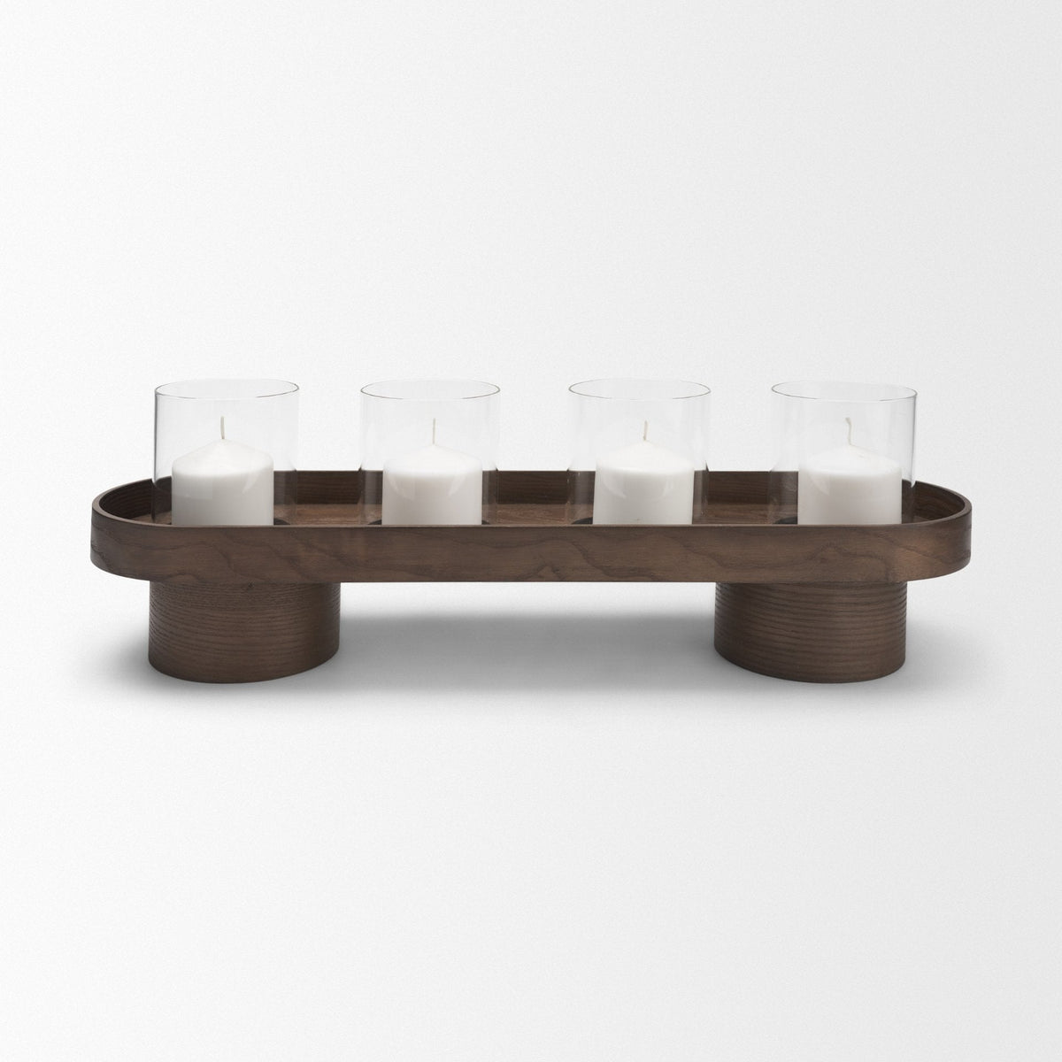 Plinth White-Washed Wood w/ Glass Candle Holder by Mercana at Eve Furniture
