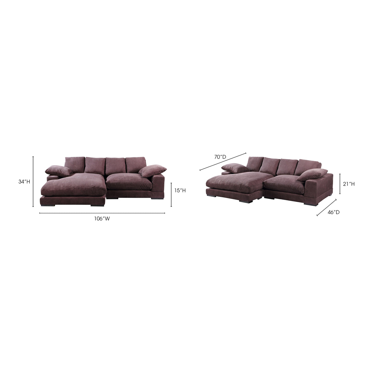 Plunge Dark Brown Sectional by MOES at Eve Furniture