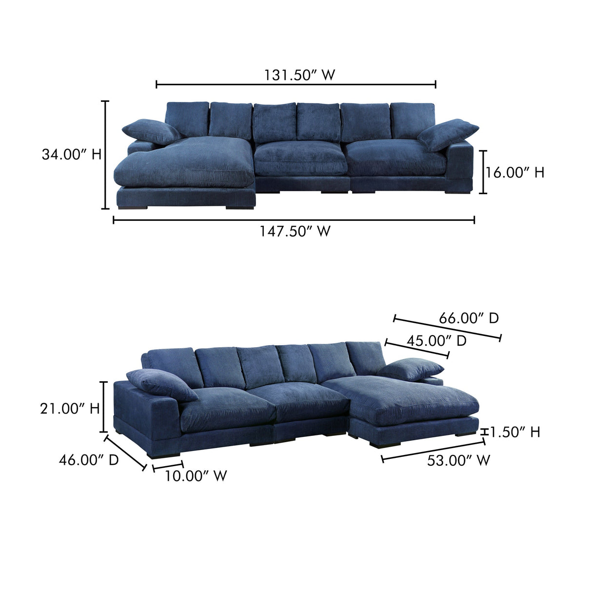 Plunge Navy Large Sectional by MOES at Eve Furniture