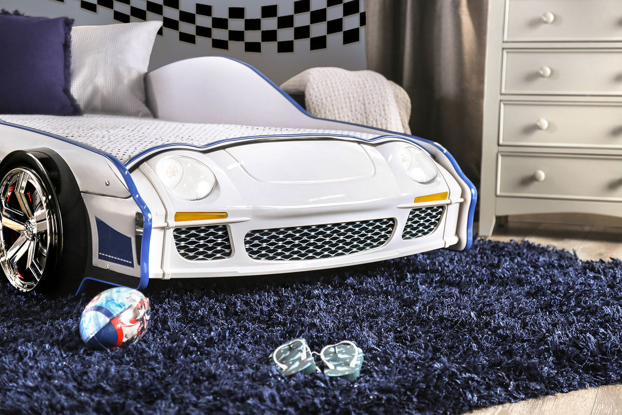 Poe White/Blue Twin Bed by Furniture of America at Eve Furniture