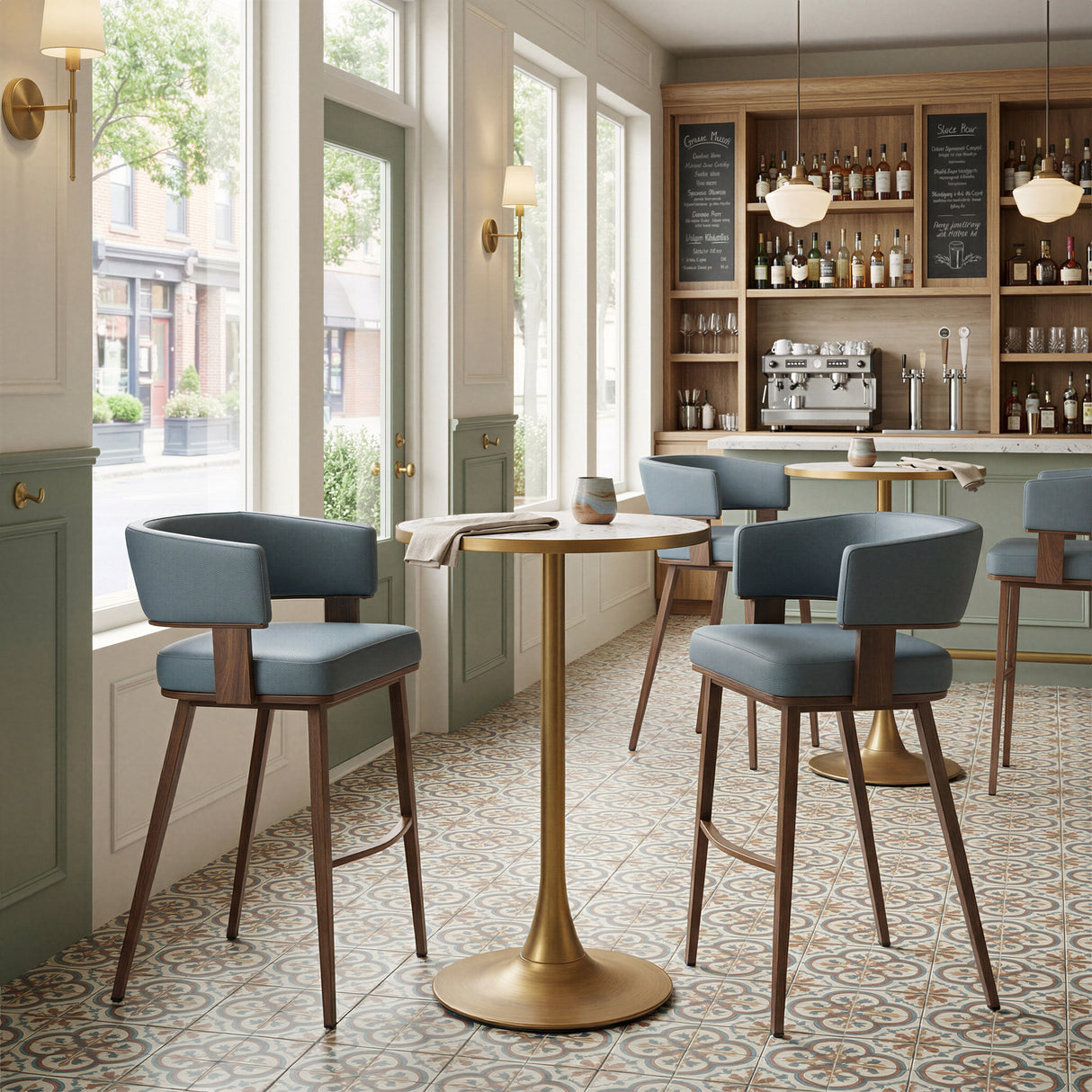 Poise Azure Gray & Walnut Barstool by Zuomod at Eve Furniture