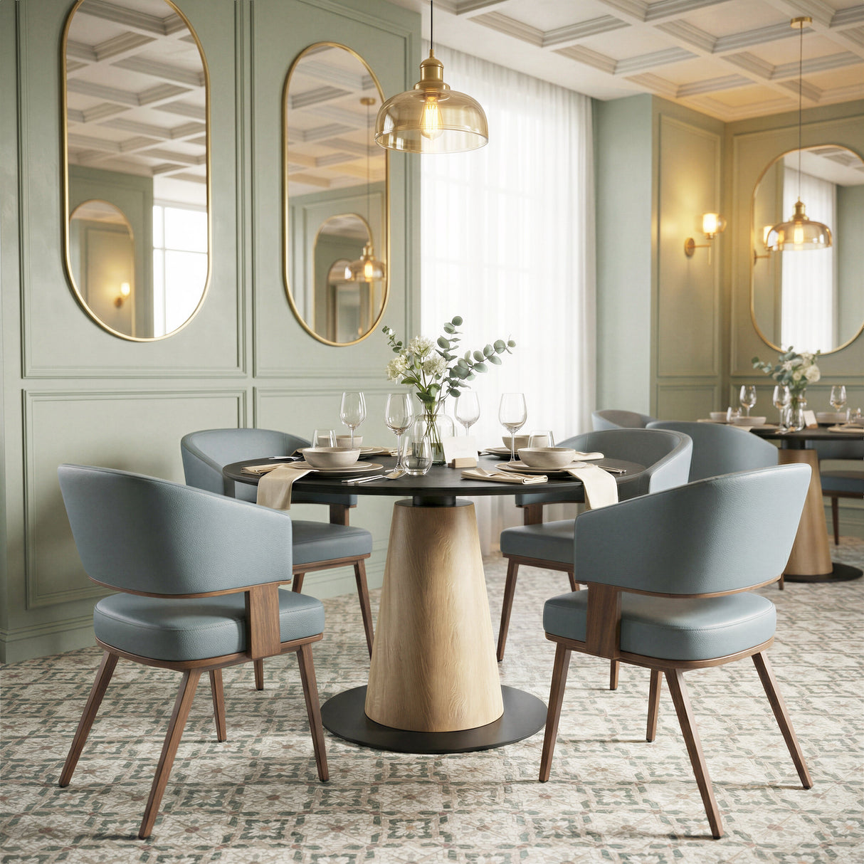 Poise Azure Gray & Walnut Dining Chair by Zuomod at Eve Furniture