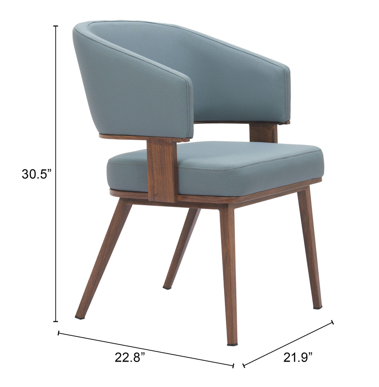 Poise Azure Gray & Walnut Dining Chair by Zuomod at Eve Furniture