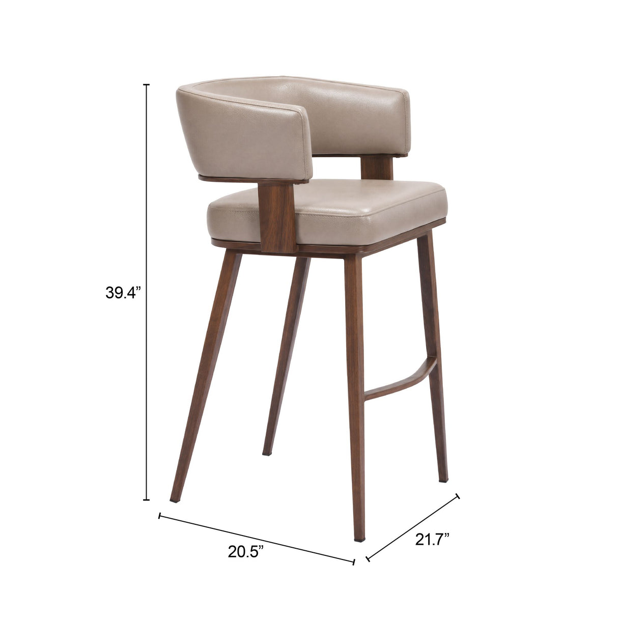 Poise Barstool Brown & Walnut by Zuomod at Eve Furniture