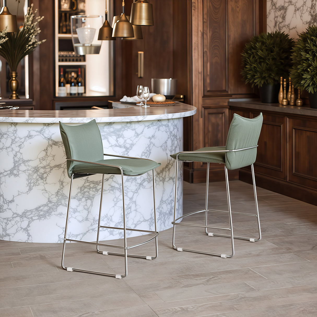 Pola Green Counter Stool by Zuomod at Eve Furniture