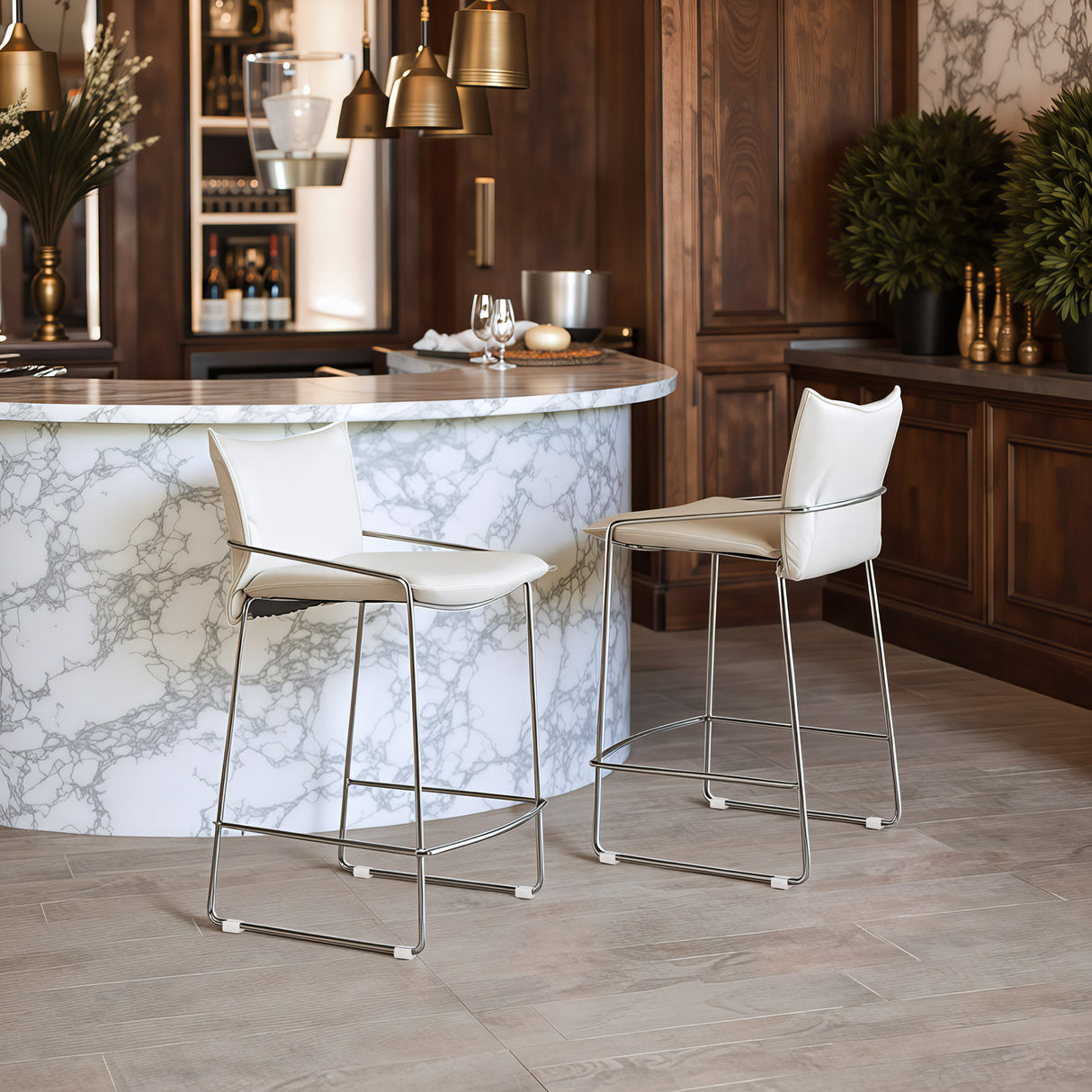 Pola White Counter Stool by Zuomod at Eve Furniture